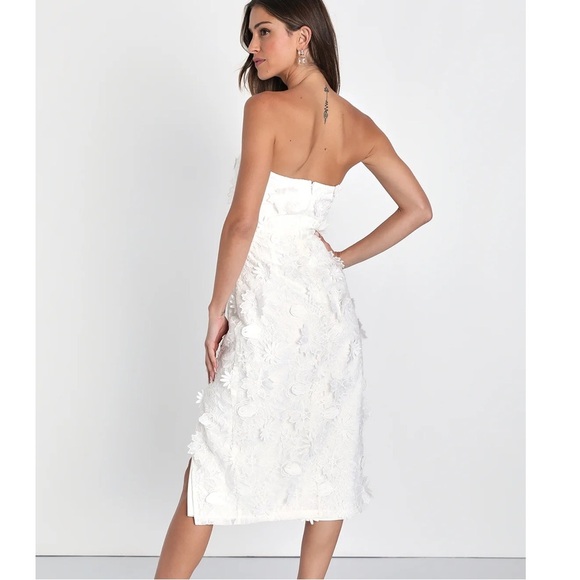 Lulus Elevated Sensation White 3D Floral Embroidered Midi Dress M - Picture 13 of 15